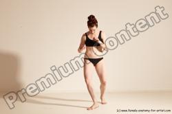 Underwear Martial art Woman White Moving poses Slim medium brown Dynamic poses Academic